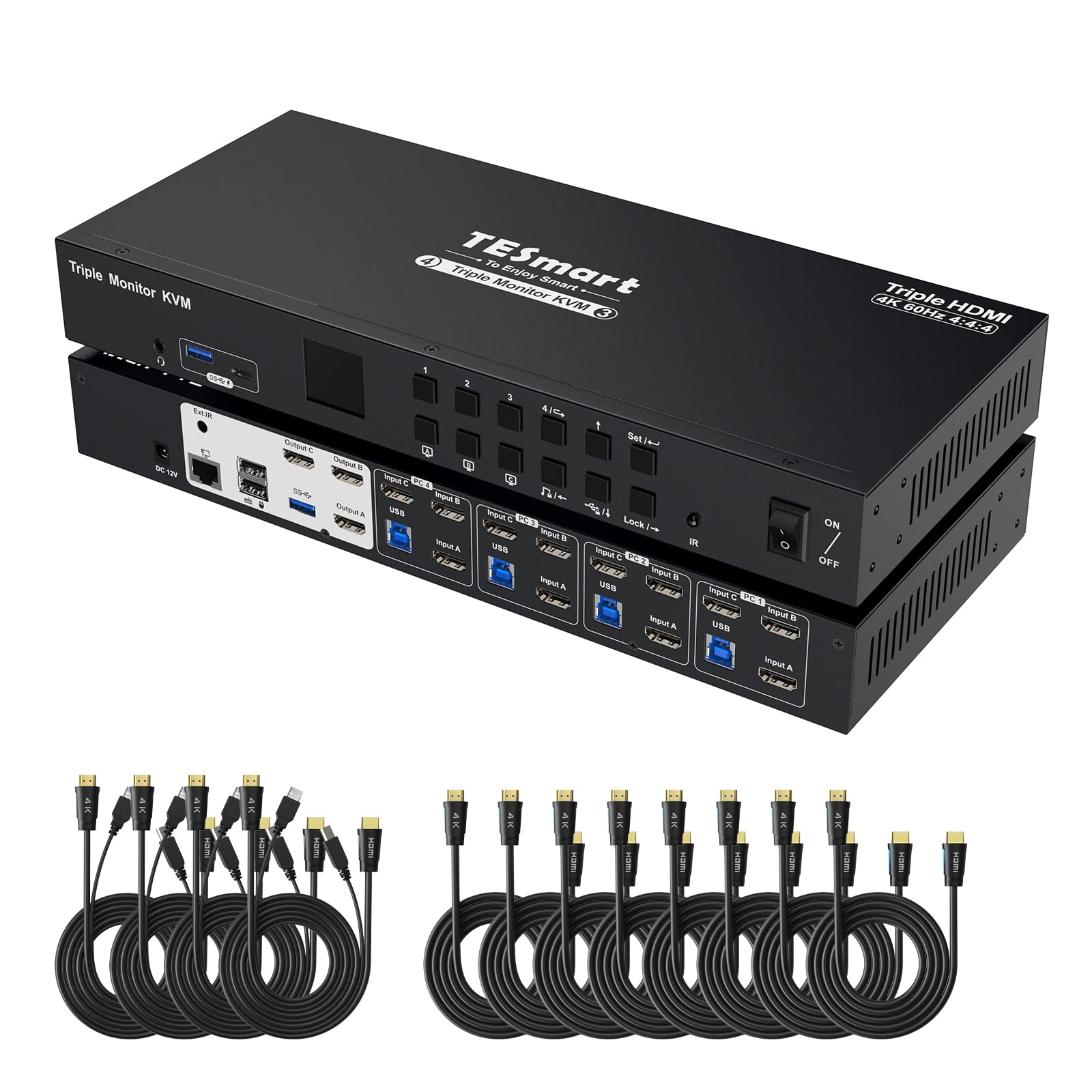 TESmart USB 3.0 HDMI KVM Switch 3 Monitors 4