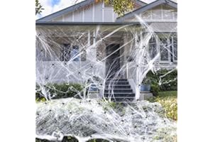 KIDDOKIDS COOL THINGS FOR COOL KIDS 1000 sq ft Halloween Spider Webs Decorations with 120 Spiders, Super Stretchy cobwebs for Halloween Indoor and Outdoor Haunted House Decor Party Supplies (1000 Sq ft)