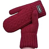 Beurlike Winter Mittens Gloves for Women Warm Fleece Lining Knit Thick Gloves for Cold Weather