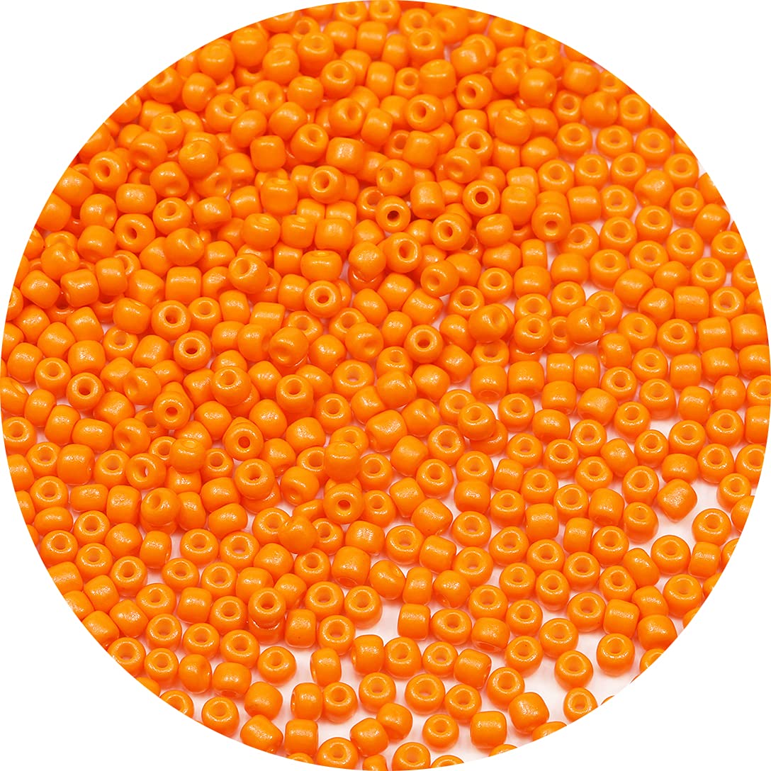 Bala&Fillic Orange Color 4mm Seed Beads About 1200pcs/100Grams in Bag, 6/0 Glass Craft Beads for Making Bracelet and Necklace (Orange)