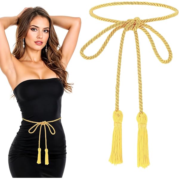 ValueBargain Gold Rope Belt, 2 Pcs 67 Inch Long Braided  display picture 3