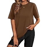DCCISU Women's Oversized Tshirts Summer T Shirts Fasihon Crewneck Side Slit Tops Short Sleeve 2025 Trendy Outfits