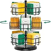 EsLuker.ly Tea Bag Holder Organizer for Counter 3 Tier Metal Teabag Storage Rack, Spinning Carousel Packet Display Stand, Tea