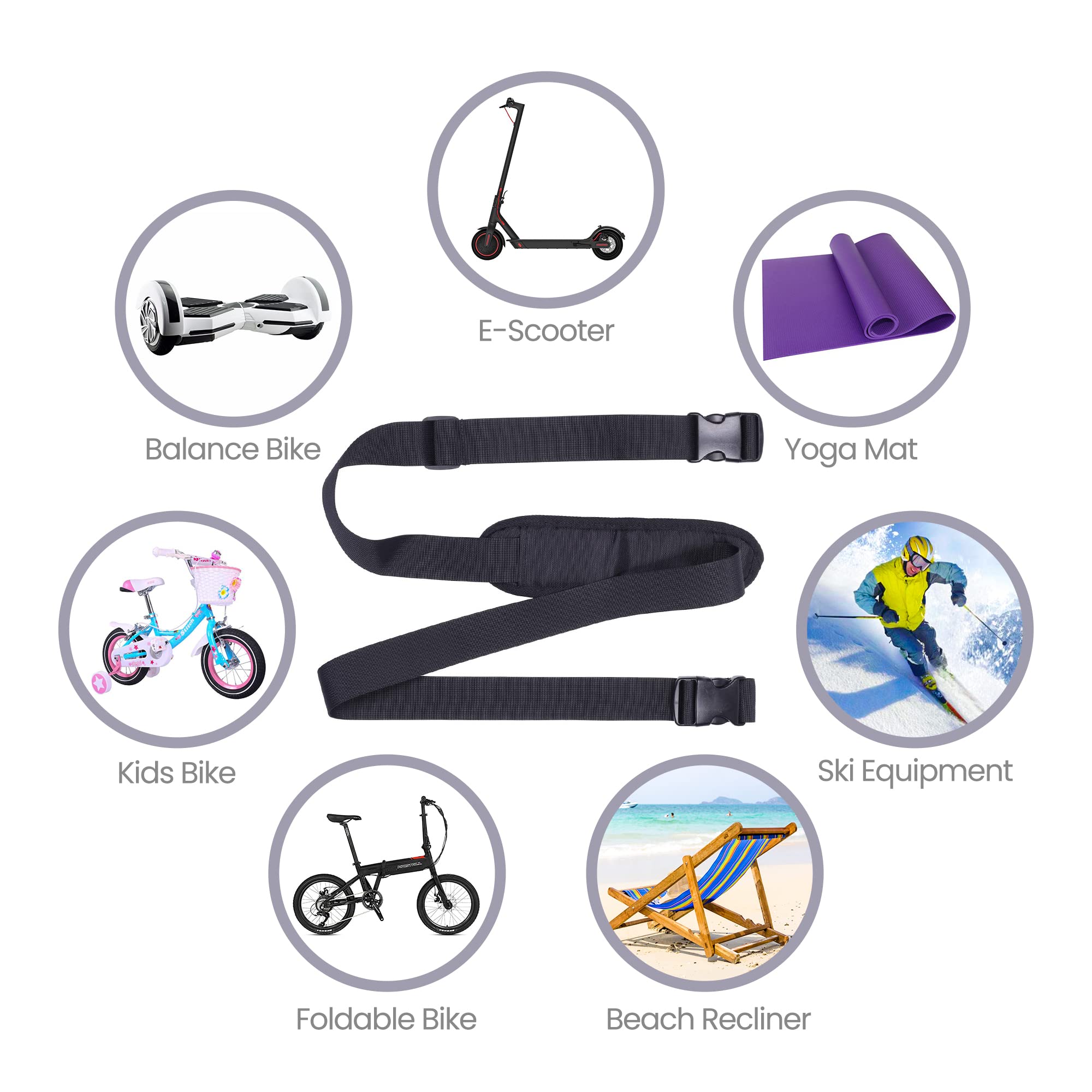 Epessa Shoulder Strap for Kick Scooter Electric Scooter Kids Bike with Non-Slip Shoulder Pad, Adjustable, Compatible with Segway ES1/ES2/ES2 Pro/ES4/MAX Mijia M365