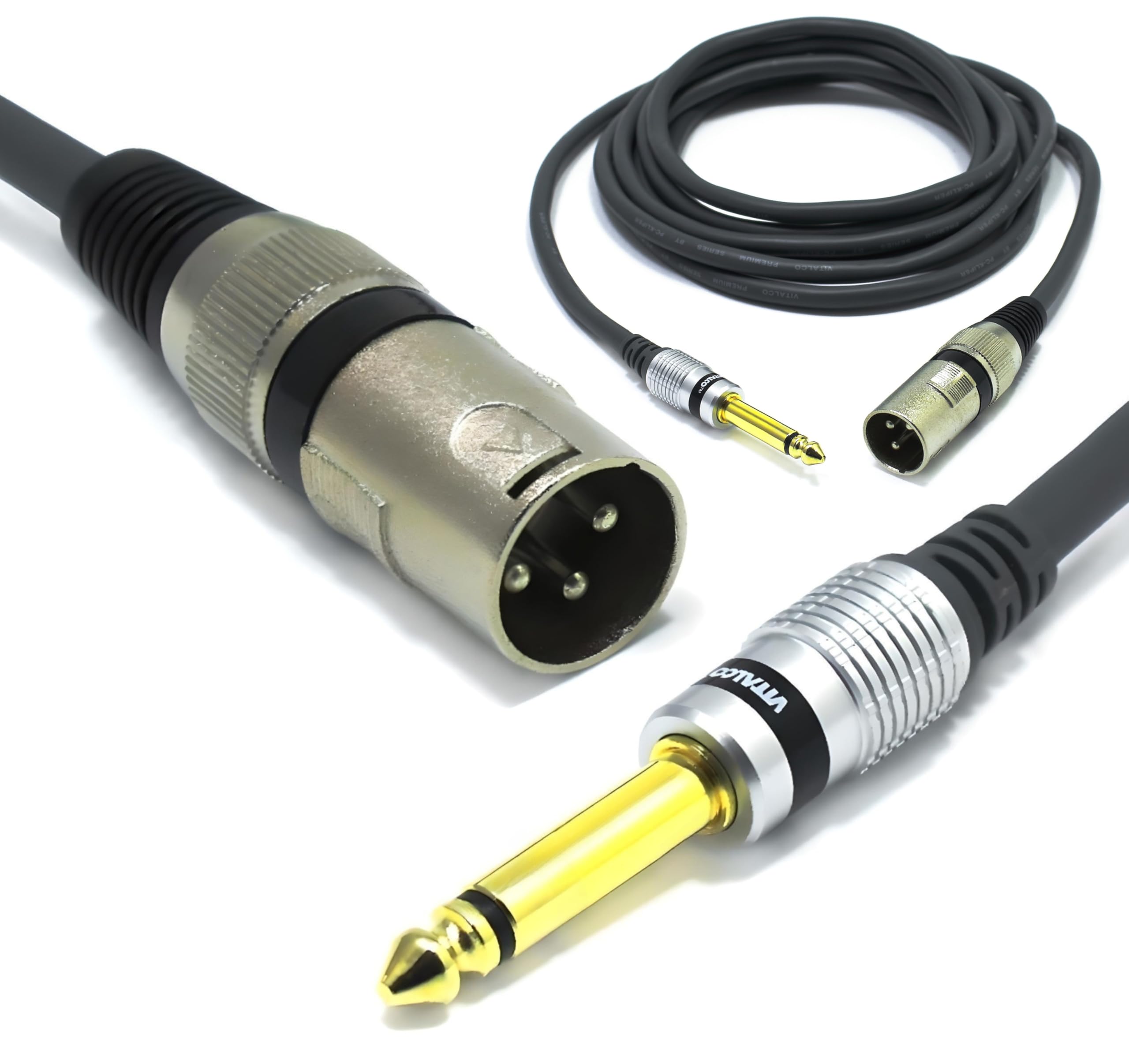 VITALCO XLR Male to Jack 6.35 1/4" Mono 1.5m Cable 3 Pin Microphone to TS 1/4 Inch Lead