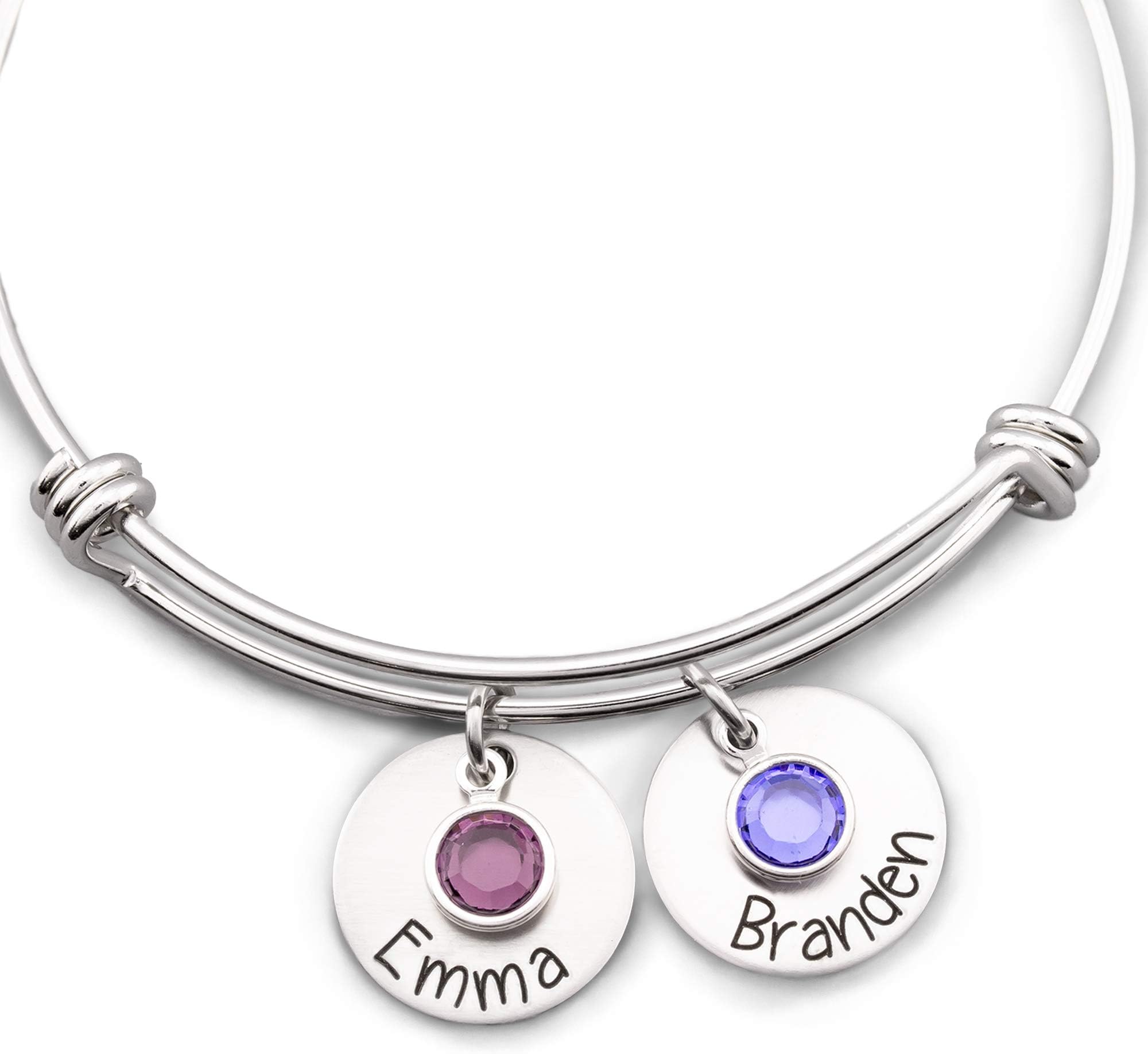 Engraved Adjustable Bracelet Personalized for Women Custom Bangle Kids Names
