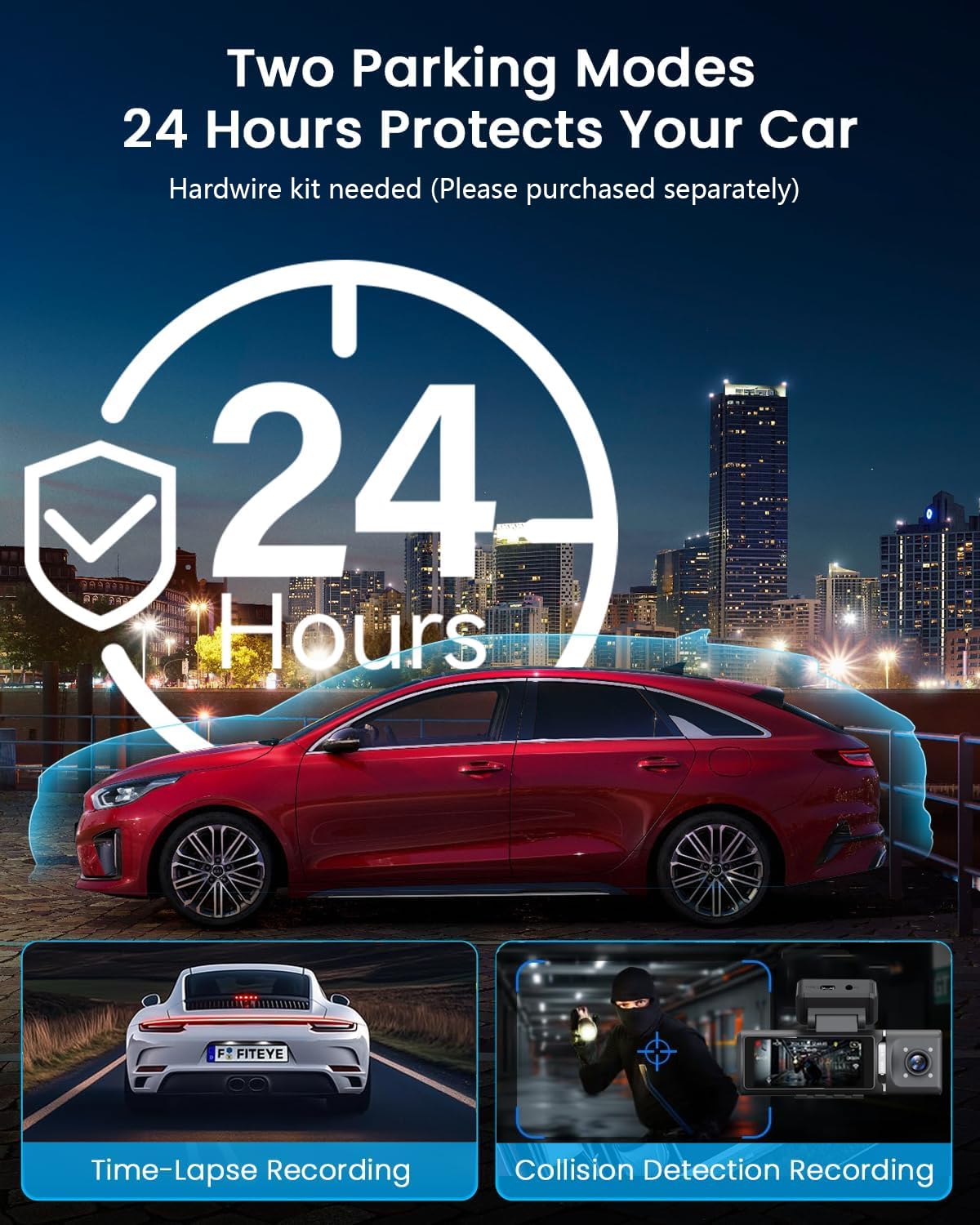 3 Channel 4K Dash Cam Front and Rear Inside, Built-in 5G WiFi,4K+1080P+1080P Dash Camera with 64GB Card,3.16” IPS Screen,Loop Recording, G-Sensor, 24H Parking Monitor, Night Vision(Black)