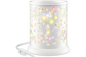 PEATOP Wax Melt Warmer,Metal Warmer for Scented with 2 Edison Bulbs,Butterfly Colorful Colors Electric Warmer,Candle Safe Clean Heat Source Home Fragrance Accessories, Butterfly White-1, 5.7 x 5