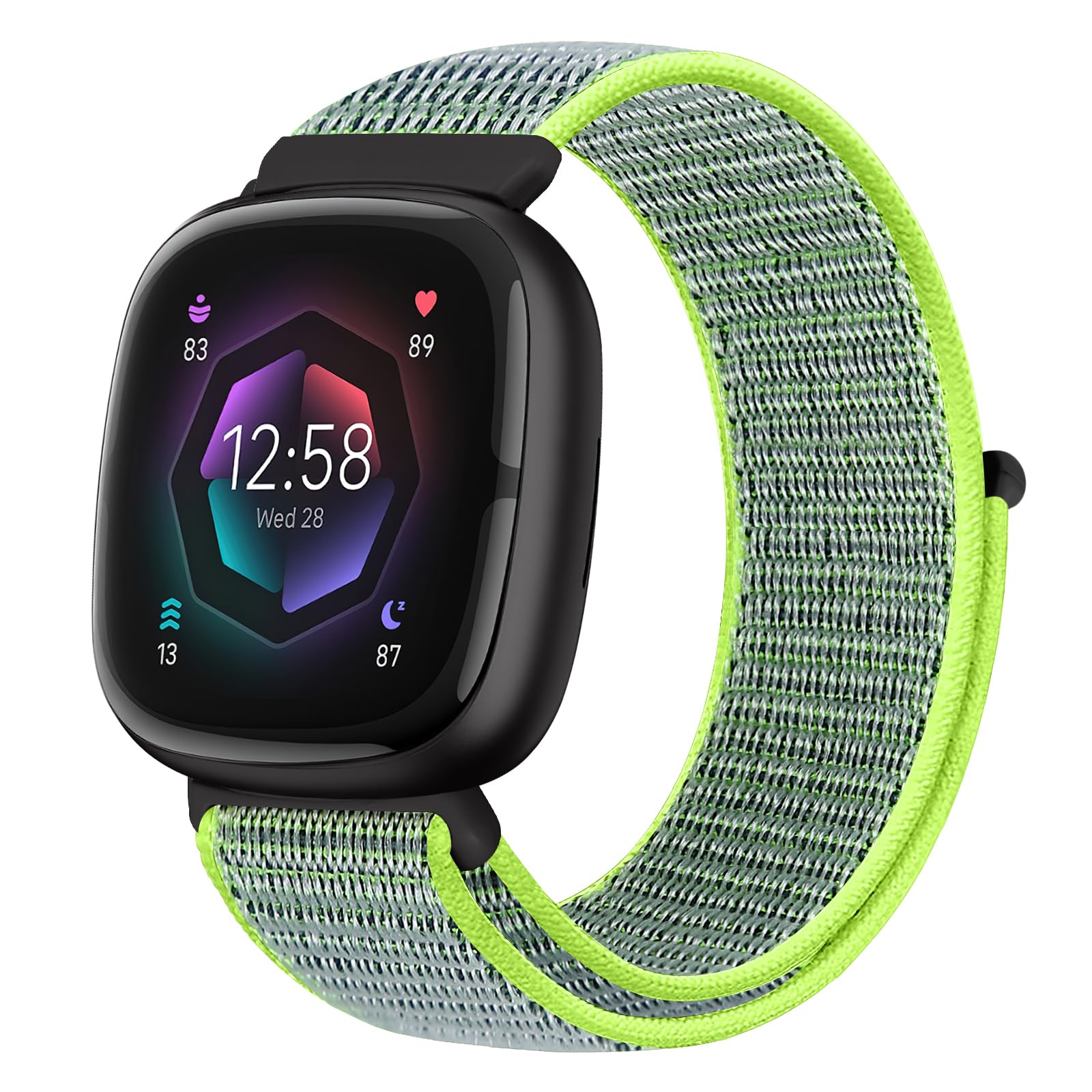 Runostrich Nylon Loop Straps Compatible with Fitbit Versa 4/Sense 2/Versa 3/Sense, Soft Breathable Sport Adjustable Replacement Band Women Man Wristband Accessories