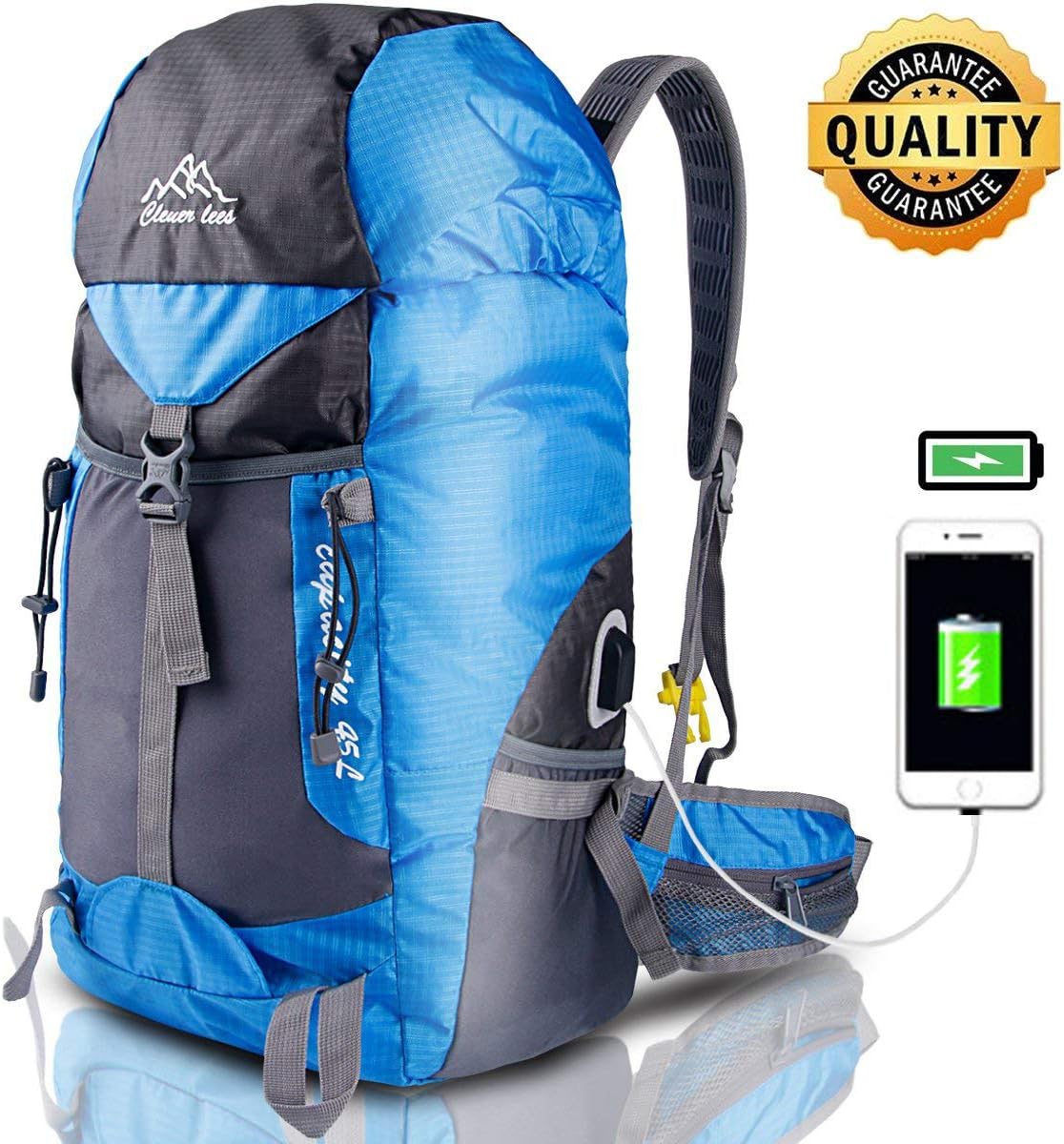 Eyeco 45L Hiking Backpack, Lightweight Tear & Water Resistant Travel Backpack Trekking Rucksack with USB Charging Port,Sports Mountaineering Camping Daypack
