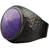 Natural Amazonite Crystal Ring Men's Hammered Black Oxidized 925 Sterling Silver Oval Solitaire Gemstone Dainty Perseverance Crystal Virgo Wealth Statement Ring Handmade Turkish Fine Jewelry