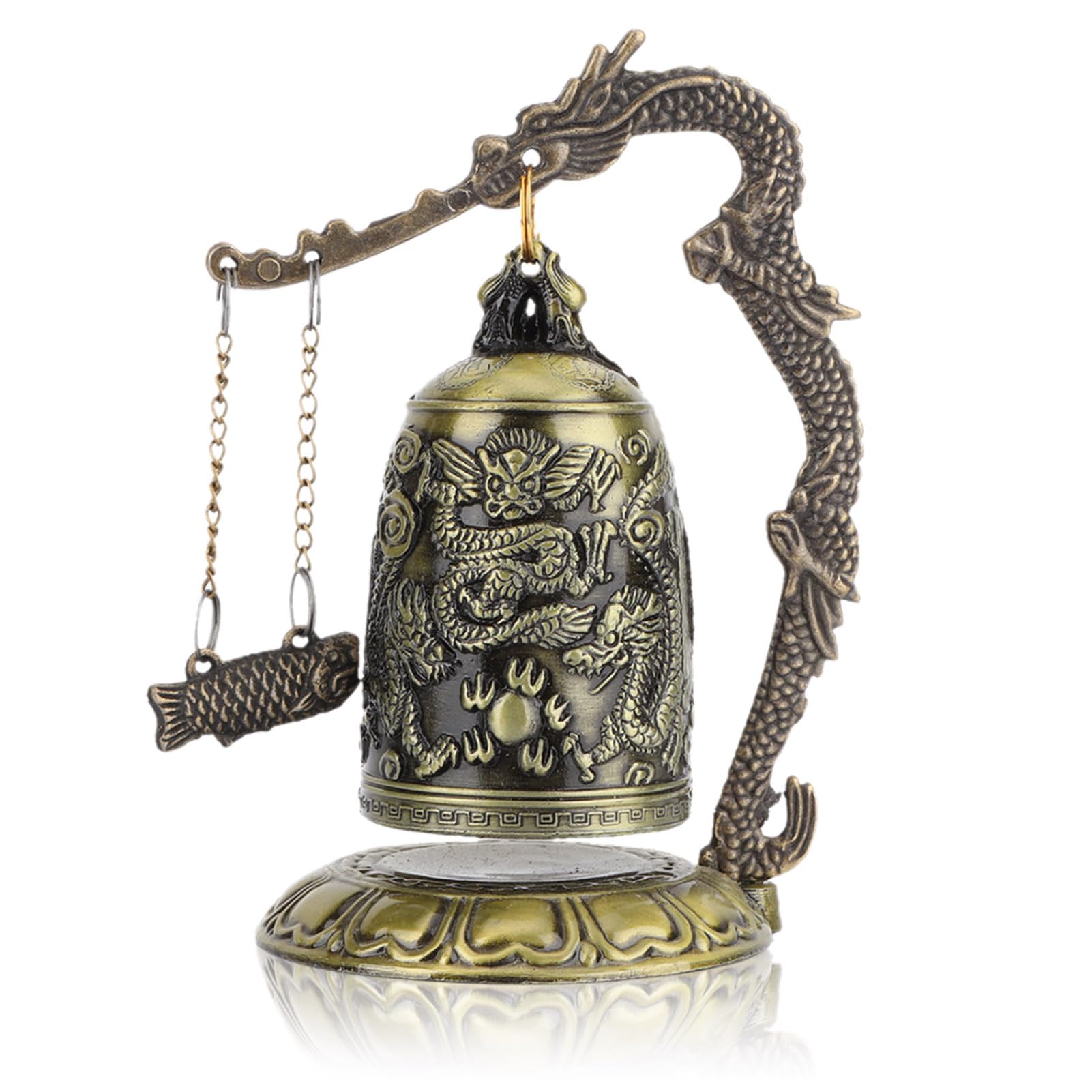 HERCHR Fengshui Bell Vintage Dragon Good Luck Bell Vintage Small Dragon Ring Buddhist Collectibles Ornament Home Decor for Living Room Study Office Meditation Decor