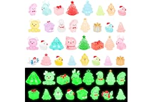 CCINEE 48pcs Mini Christmas Luminous Figurines, Glow in The Dark Tiny Resin Miniatures for Xmas Party & Dollhouse Favors, DIY Craft, and Garden Decor