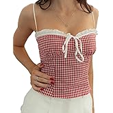 Usweetie Women's Camisole Tank Tops Summer Y2k Going Out Print Spaghetti Strap Cami Tank Top