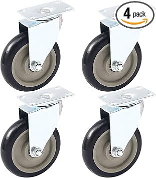 Amazon Com 4 Pack Caster Wheels Swivel Plate Casters On Black Polyurethane Wheels 5 Inch Plate Home Improvement