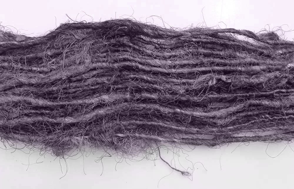 Vintageandyou 100g Recycled Sari Silk Yarn Hand-spun 1Dirty Purple Soft Yarns