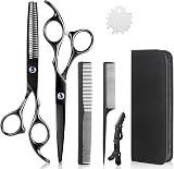 Lictin Hair Cutting Scissors 6.0 Inch Thinning Set Case Black Comb Clip view 1