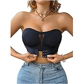 OYOANGLE Women's Front Closure Strapless Bra Non Slip Padded Bandeau Bra