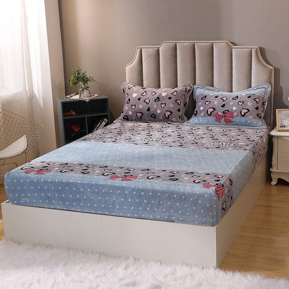 TTLLTL Crystal Velvet Embroidery Quilted Padded Single Piece Bed Cover Cover Mattress Dust Cover Waterproof Hypoallergenic,F-150 * 200+20cm