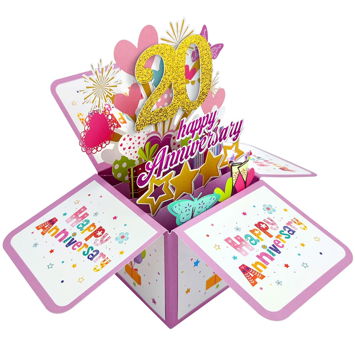 scicent Anniversary Cards for Couples UK 20th Anniversary Greeting Cards Handmade with Envelopes Happy 20 Years Valentines Day Gifts for Wife, Him or Her - 22114