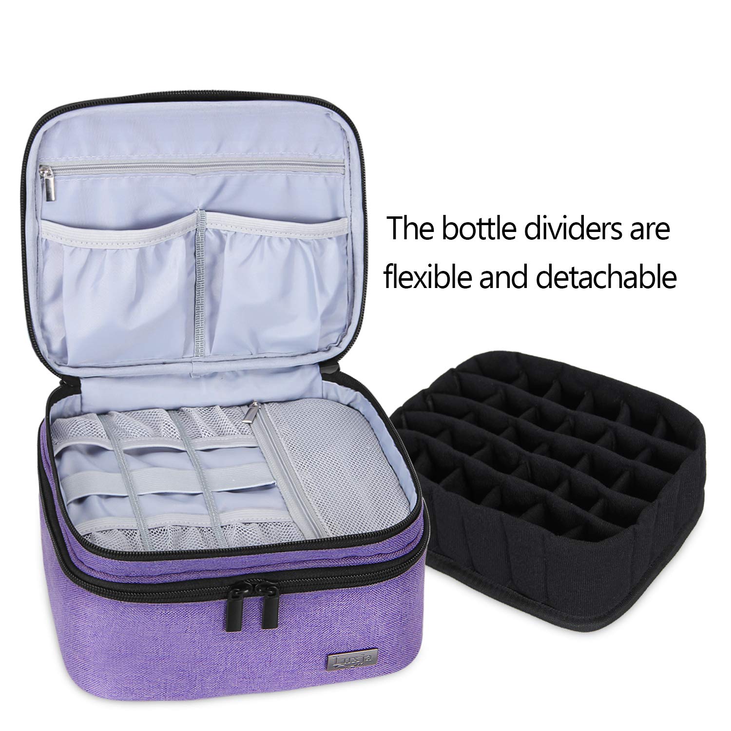 Luxja Nail Polish Carrying Case - Holds 20 Bottles (15ml - 0.5 fl.oz), Portable Organizer Bag for Nail Polish and Manicure Set, Purple : Beauty
