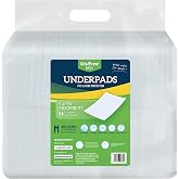 Unifree Disposable Underpad, Bed Pads, Incontinence Pad, Super Absorbent, 100 Count, Blue (M 24x24 Inch)