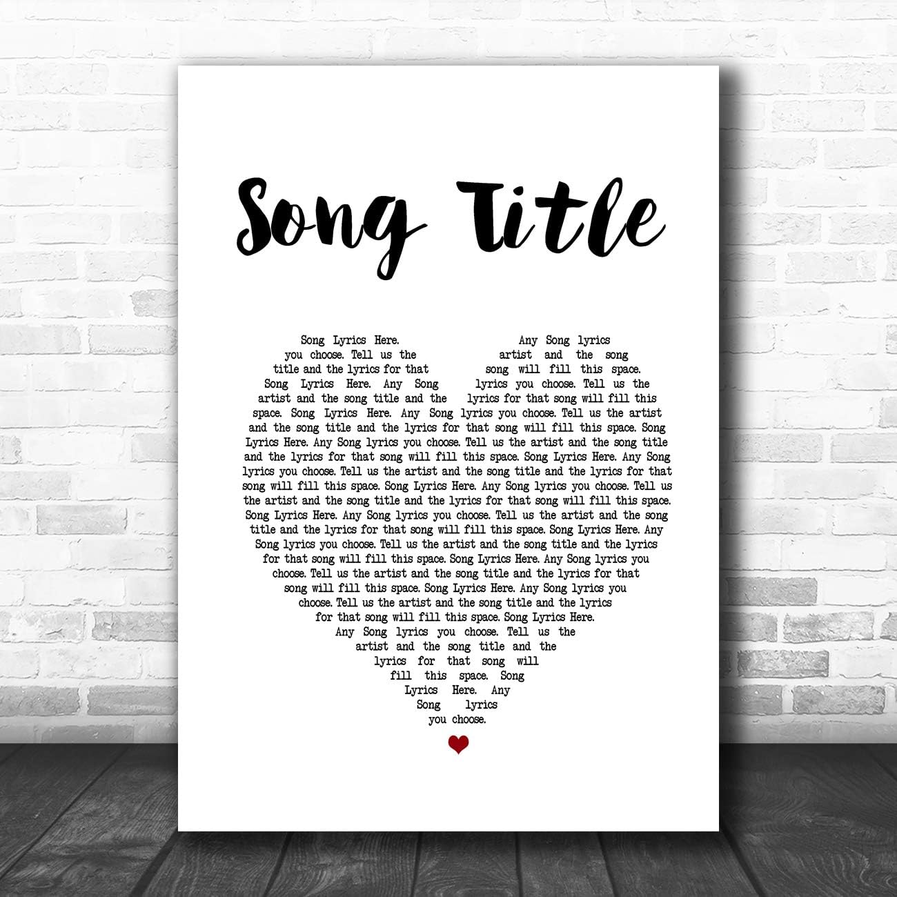 Amazon Com Any Song Lyric Custom White Heart Wall Art Quote