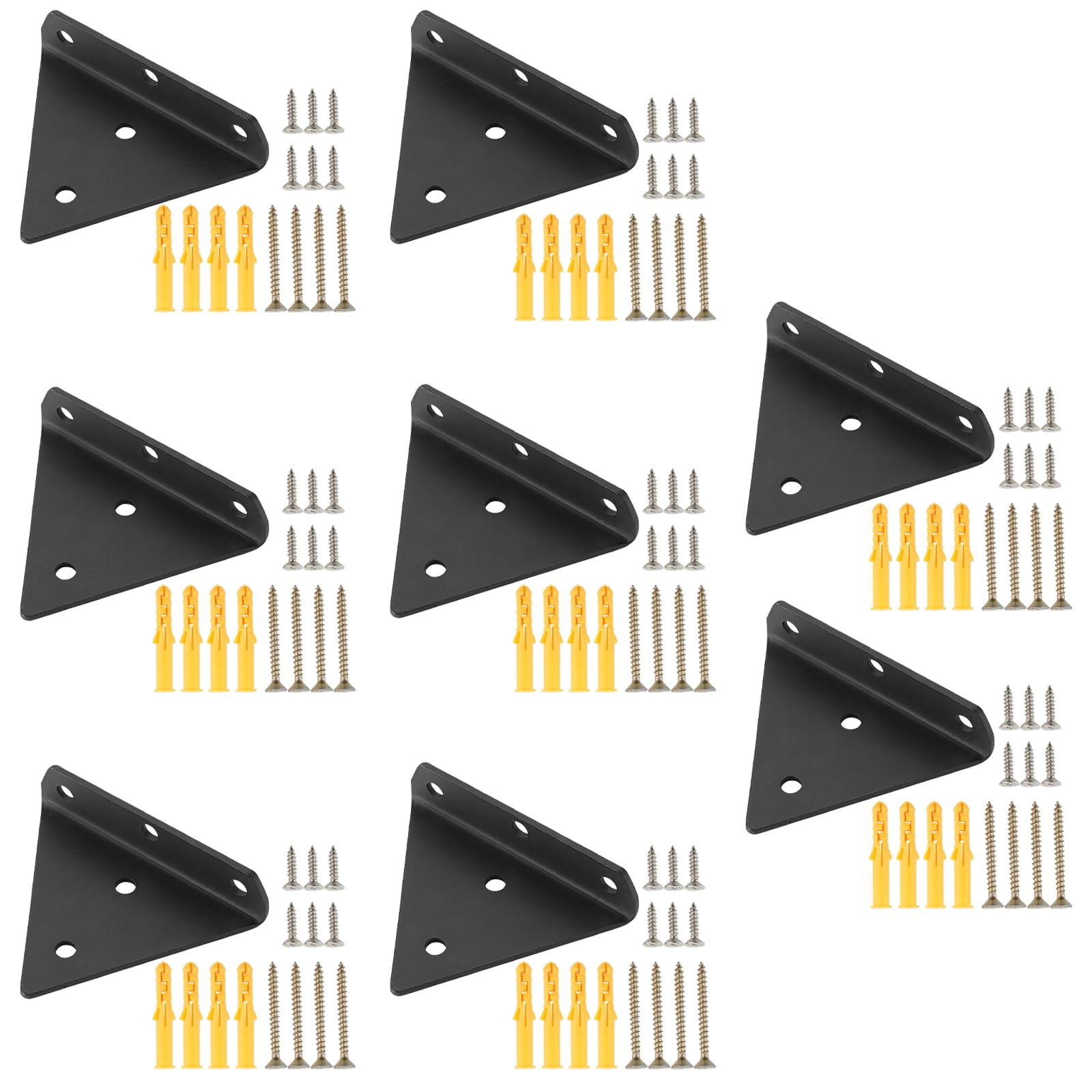 DAKFOOK 8 Pack 4 Inch Floating Shelf Brackets, 55lbs Capacity Invisible Triangle Shelf Brackets with Mounting Hardware, Heavy Duty Metal Hidden Wall Brackets for Storage Shelf, Bookshelf