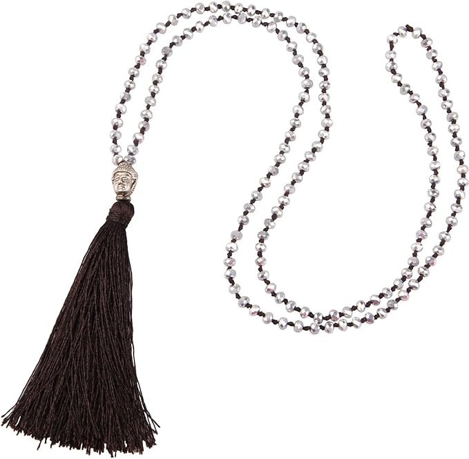 C·QUAN CHI Mehrfarbige Perlenkette Zierliche handgemachte Lange Quaste