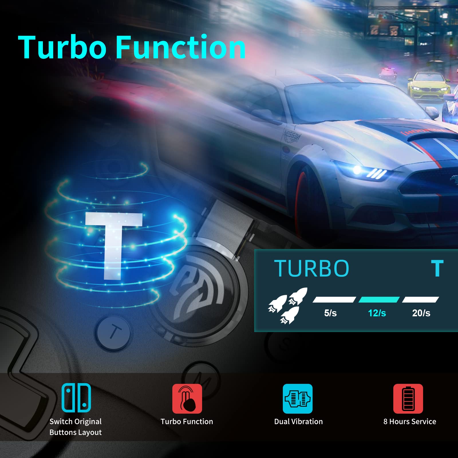 EasySMX Wireless PC Controller, Arion8236 Gaming Controller for Windows Steam/PS3/Android/Switch/Steam Deck, Dual-Vibration Computer Controller Gamepad with Turbo, 14 Hours Working Battery