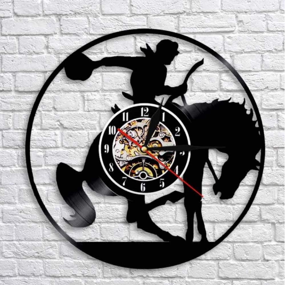 Amazoncom Lwxjk Cowboy Wall Art Wall Clock Horse Rider Vinyl