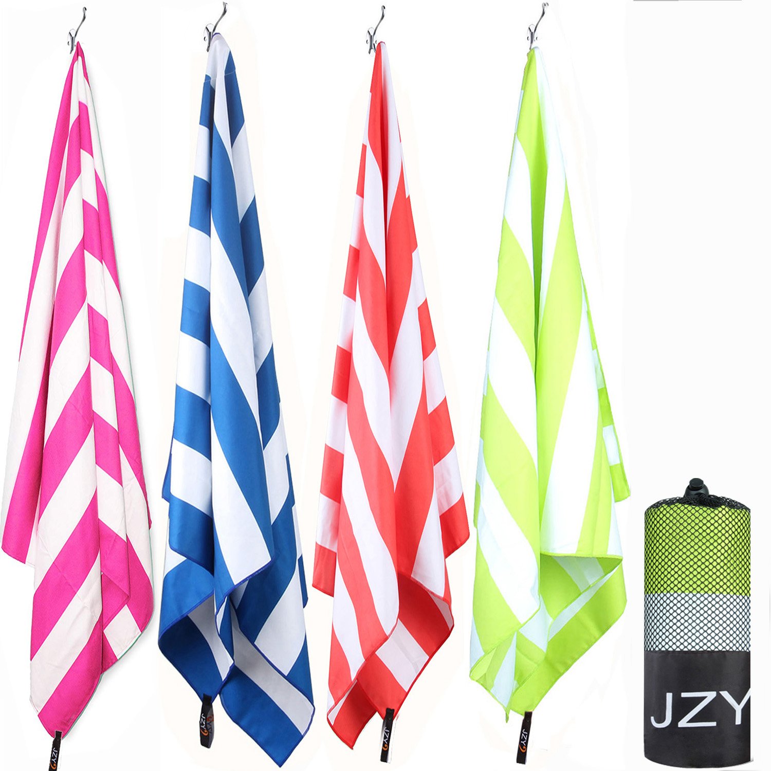 JZY Beach Towel, Microfiber Towel for Swim, Pool, Camping, Outdoors, Sand Free Towel-Lightweight, Quick Dry(Extra Large 70×35, Large 60×30) (Green, Large)