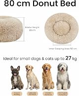 OKPOW Donut Dog Bed Calming Large Round Plush Orthopedic Cushion 80cm view 2