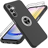 Gritup for Samsung Galaxy A25 5G Phone Case with Screen Protector×2Pcs, 360° Rotating Metal Kickstand | MIL-Grade Shockproof Protection (Military Standard),Black