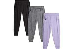 Sweet Hearts Girls Sweatpants - 3 Pack Girls' Activewear High Waisted Jogger Pants with Pockets: Made in USA (Sizes: 5-18)