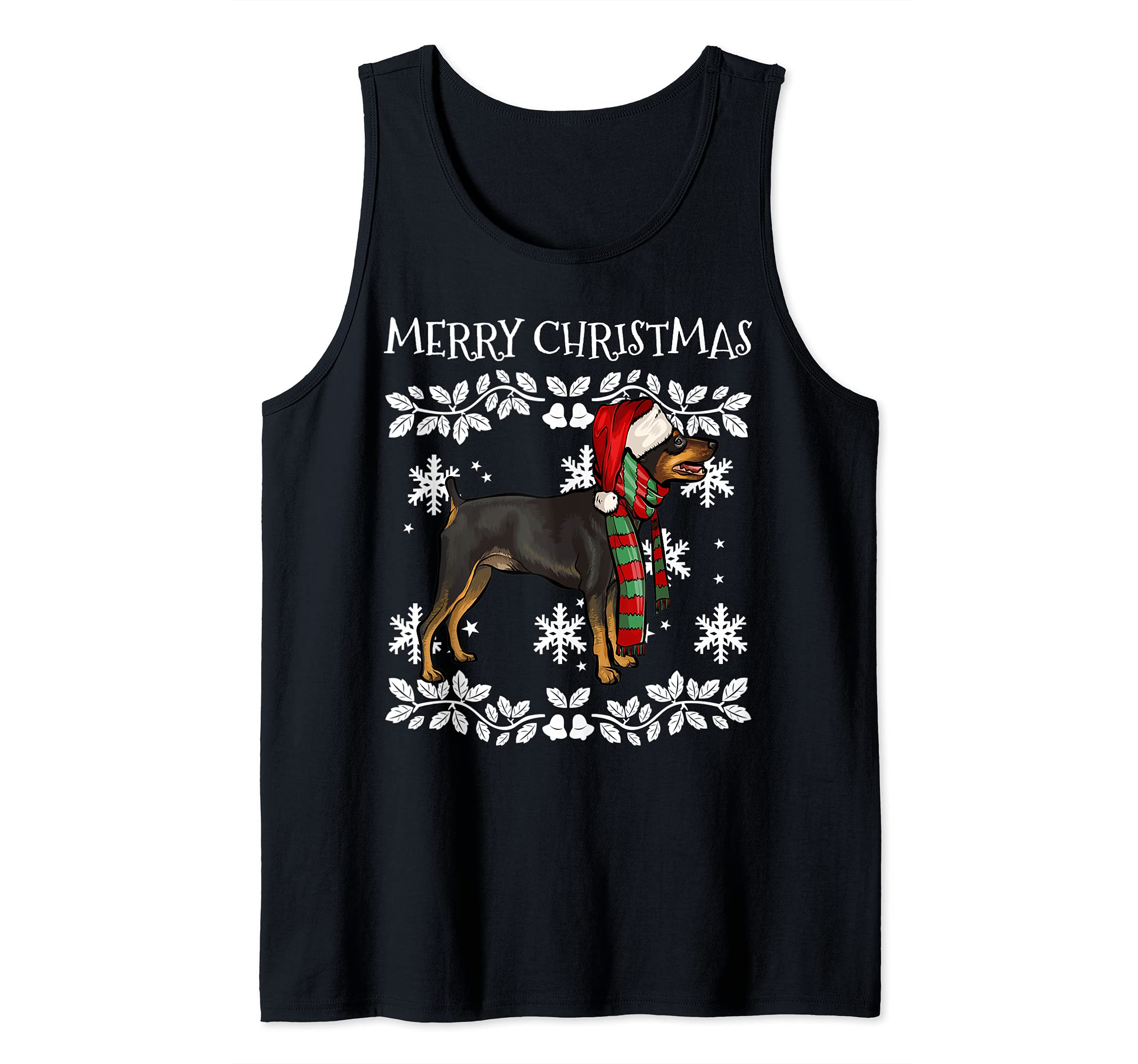 Merry Christmas Ornament Miniature Pinscher Xmas Santa Tank Top