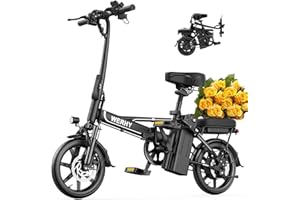 WERHY Electric Bike for Adults, 500W Motor, 22 MPH Max Speed Folding Ebike, 499.2/748.8Wh Battery, 14" Electric Bicycles, Max 35/55 Miles Range (Pedal Assist Mode), Mini E Bikes