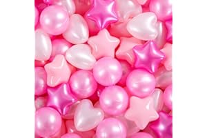 STARBOLO Star Ball Pit Balls for Toddlers -100 pcs Stars and Hearts for Kids Playpen BPA Free Crush Proof Plastic Balls for Baby Pool Party Banner, DIY Friendship Bracelet