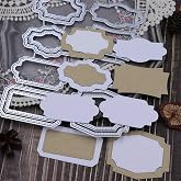 Lapoo 3D Backgrounds Frame Metal Cutting Die for Scrapbooking, New Cutting Dies DIY Album Card Making Decor Paper Craft Metal Die Cuts Party Wedding Decorations (Various Labels 6.2 x 5.1 in)