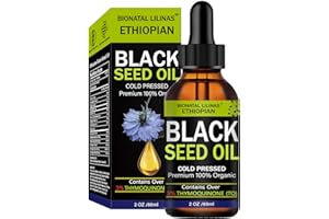BIONATAL LILINAS Ethiopian Black Seed Oil,Black Seed Oil Organic Cold Pressed - 3 Times TQ,Cold Pressed Black Seed Oil, Liquid Pure Blackseed Oil, Glass Bottle, 2.02 Fl Oz