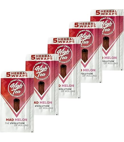 Amazon.com: High Tea Non Tobacco All Natural Herbal Smoking Wraps - Pure  Peach