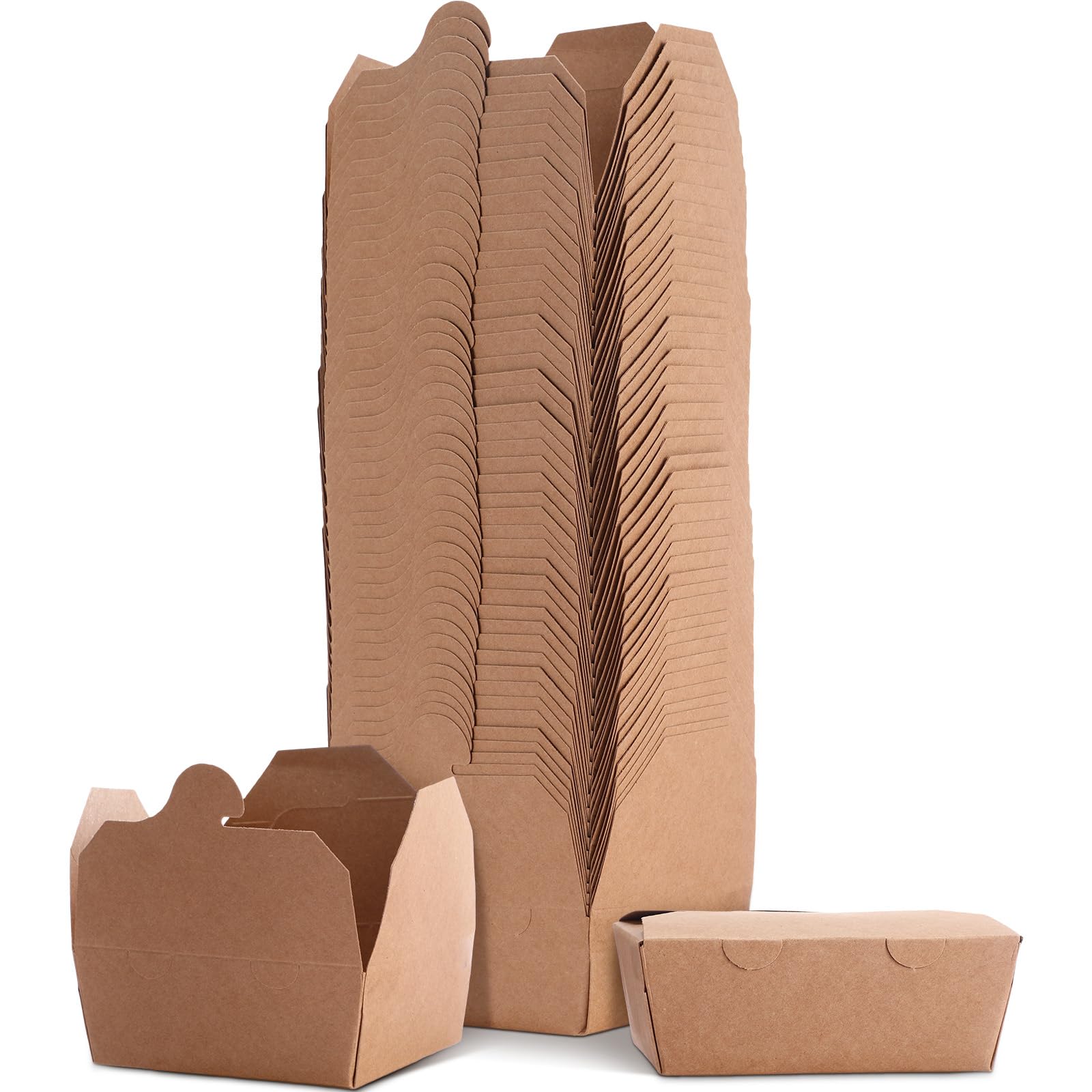 Photo 1 of Mifoci 100 Pack Brown Take out Boxes 16.9oz Chinese Take out Food Containers, Disposable Lunch Containers, Kraft Small to Go Box for Meal, Weddings, Party, Leak and Grease Resistant, Microwaveable