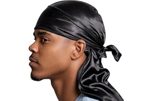 Veeta Superior Silk Durag - Smooth Silk Durag for Men & Women, Long Double Wide Straps, Outside Seam Triple Stitch Du Rag