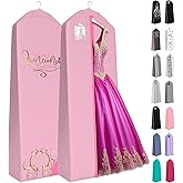 Your Bags Quinceanera Dress Garment Bag - Garment Bags for Hanging Gowns or Storage Preservation - 72" Quinceanera Storage Bag for Gowns with 20" Gusset for Puffy Quinceanera Gowns - Pink/Gold