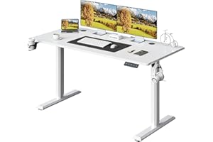 Shahoo Electric Standing Desk 55 Inch, Ergonomic Height Adjustable Table with T-Shaped Metal Bracket Modern Computer Workstations for Home Office, White, 55 x 24 Inches