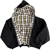 HOHOPEACH Y2k Grunge Plaid Zip Up Hoodie Men Women Reversible Oversized Emo 2000s Graphic Hoodie Fall Baggy Sweatshirts