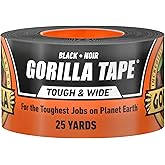 GORILLA Tough &amp; Wide Heavy Duty Duct Tape, Black, 2.88" x 25 yd, 1-Pack | Weather Resistant, Indoor &amp; Outdoor Use, Double-Thick Adhesive, Reinforced Backing, Hand-Tearable