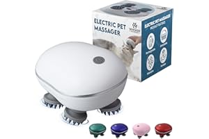 WHISKER WONDERS Scalp Massager Pet-Friendly Silicone Massage Brush - Soothing Head, Scalp and Body Scrubber for Pets - Cat Face Electric Sratchers - Gentle Grooming Tool for Ultimate Relaxation (White)