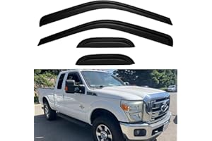 YQAUTEC Window Visors Rain Guards for 1999-2016 Ford F250 F350 F450 Super Duty SuperCab, Out-Channel Window Vent Wind Deflectors Visors Shades for 99-16 F-250 F-350 F-450 Extended Cab
