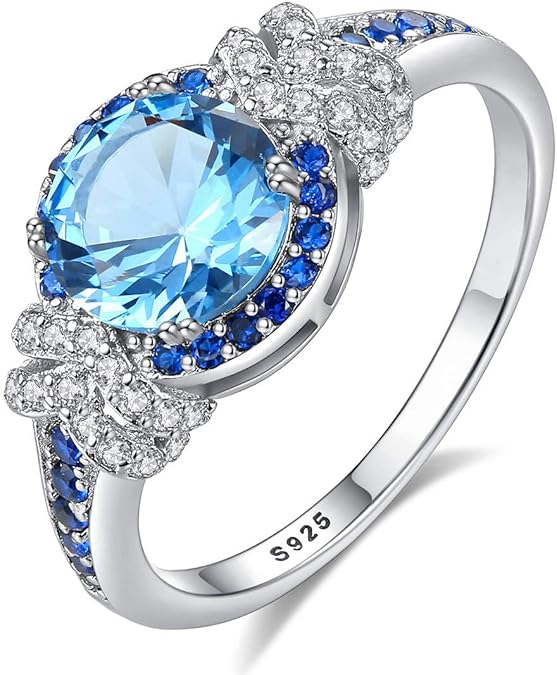 DYD Rotierender Geburtsstein Ring Silber - Einstellbarer Kristallring Mit Swarovski Elementen